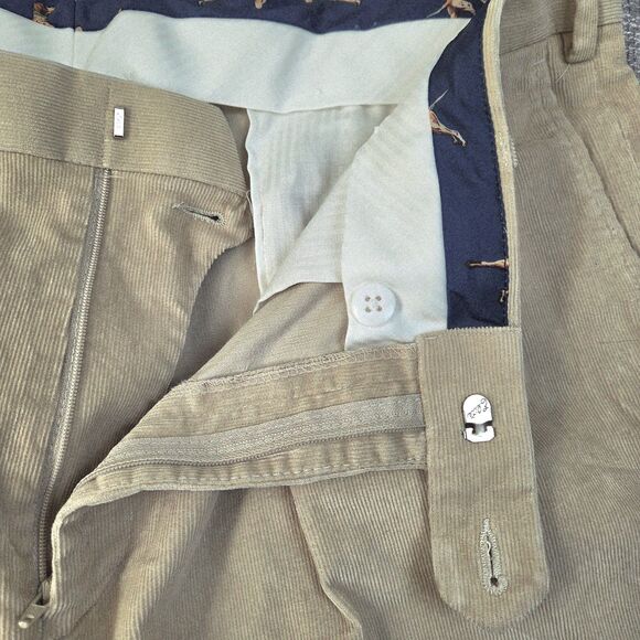 LRL Ralph Lauren Corduroy Pants Pleated Men's 38x30 (act 38x29) Camel Cuffed Hem - Picture 8 of 11